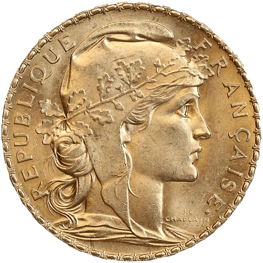 1913 Napoleon Gold Coin - 20 French Francs (Coq de Chaplain)  — photo 1