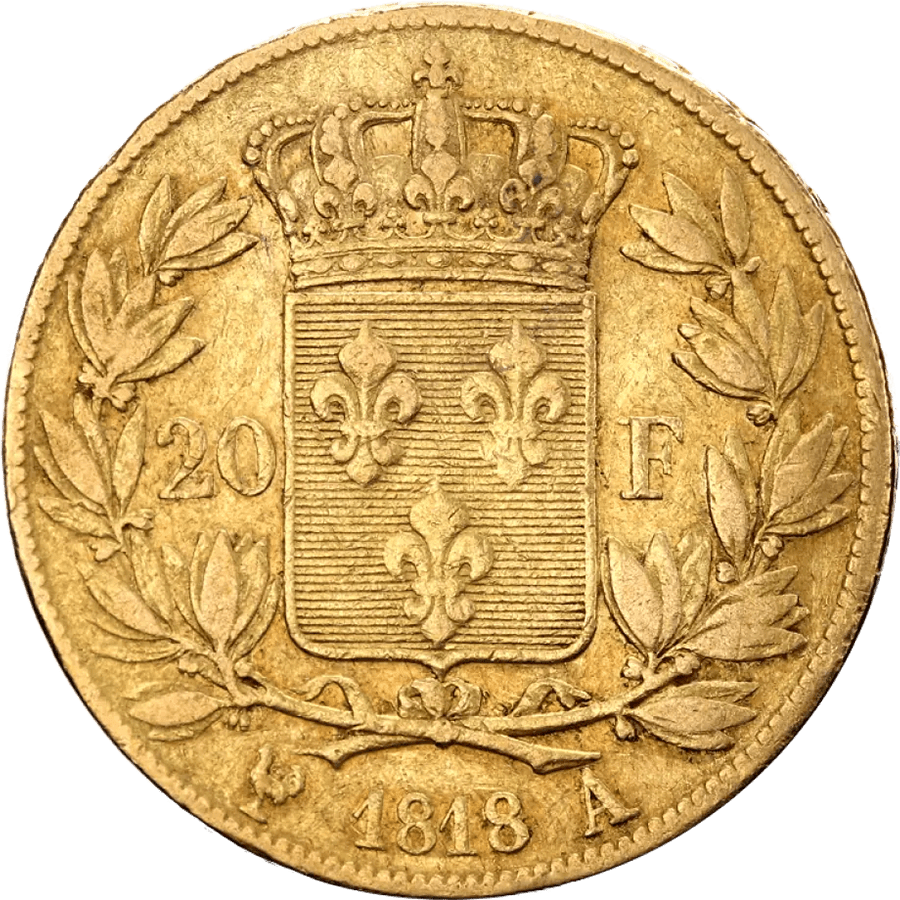 20 French Francs Gold Coin - 1816-1824 Louis XVIII thumbnail 2