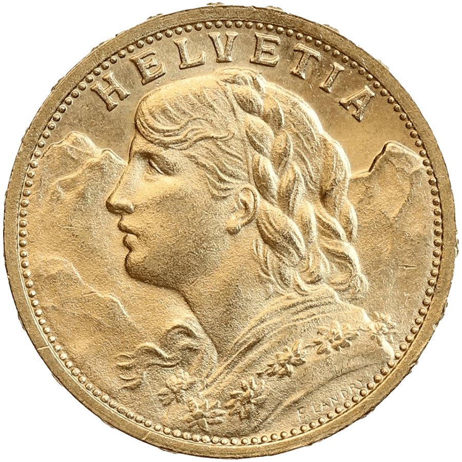 1910 Helvetia Vreneli  Gold Coin - 20 Swiss Francs — photo 1