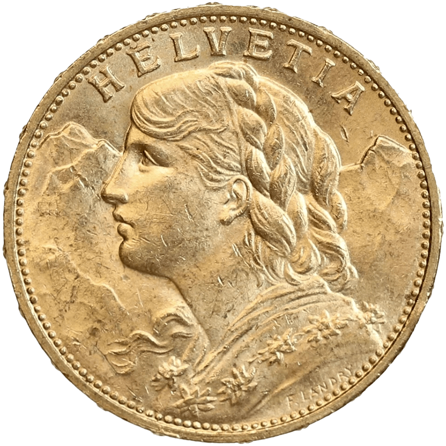 1914 Helvetia Vreneli  Gold Coin - 20 Swiss Francs — photo 1