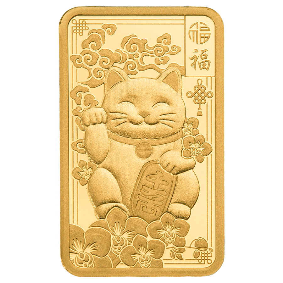 2.5 gram Gold Bar - Lucky Cat thumbnail 3