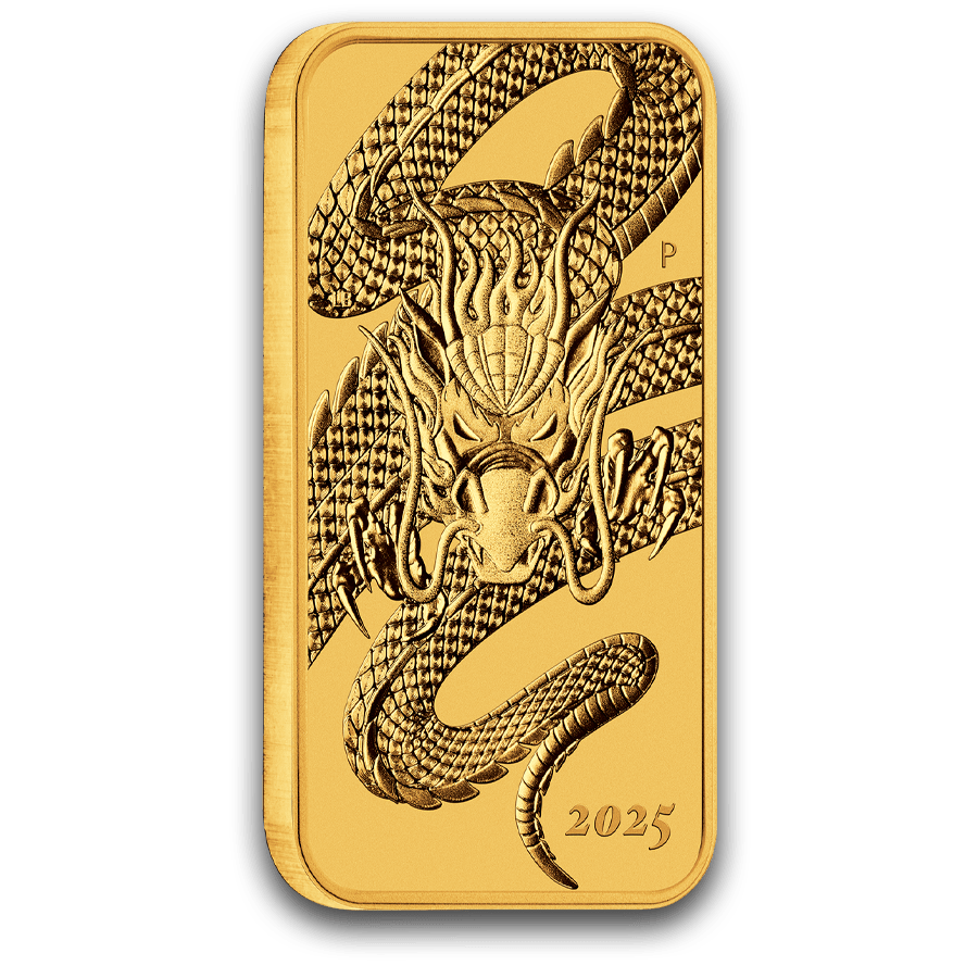 1 ounce Gold Rectangular Coin - Australia Dragon 2025 thumbnail 3