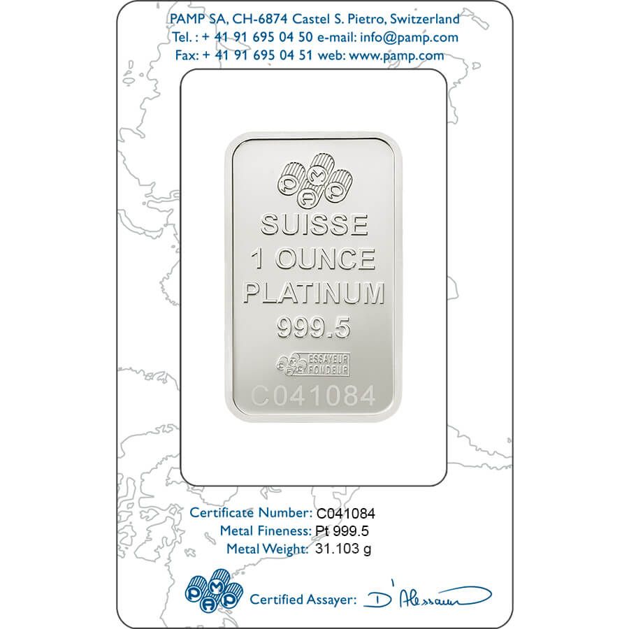 1 ounce Platinum Bar - PAMP Suisse Lady Fortuna thumbnail 2