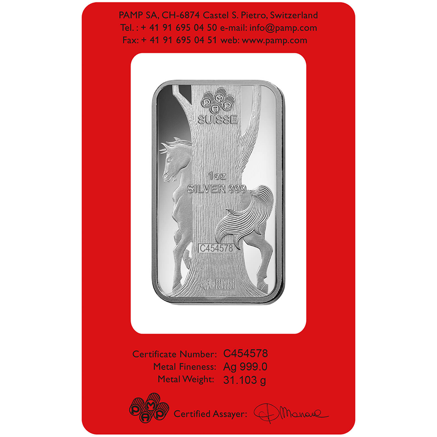 1 ounce Silver Bar - PAMP Suisse Lunar Horse thumbnail 2