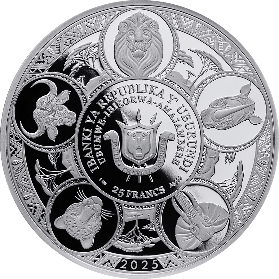 5x1 ounce Silver Coin Set - Big Five of Africa 2025 Proof Like thumbnail 7