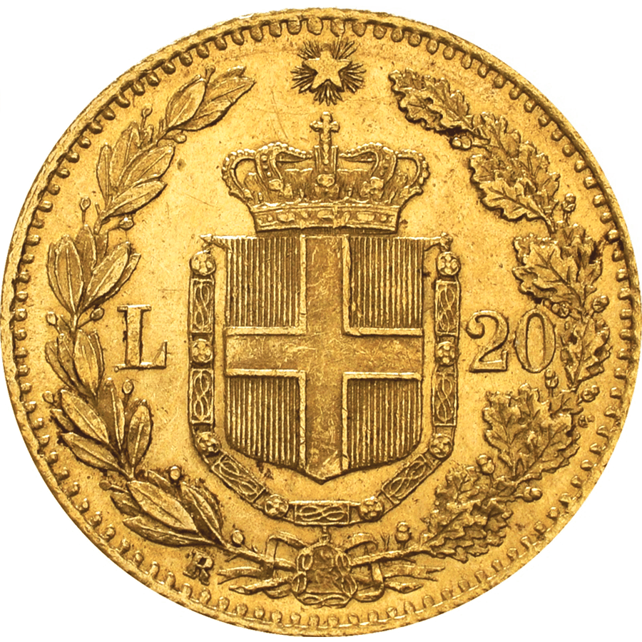 20 Lire Gold Coin - Umberto I - Mixed Years thumbnail 2