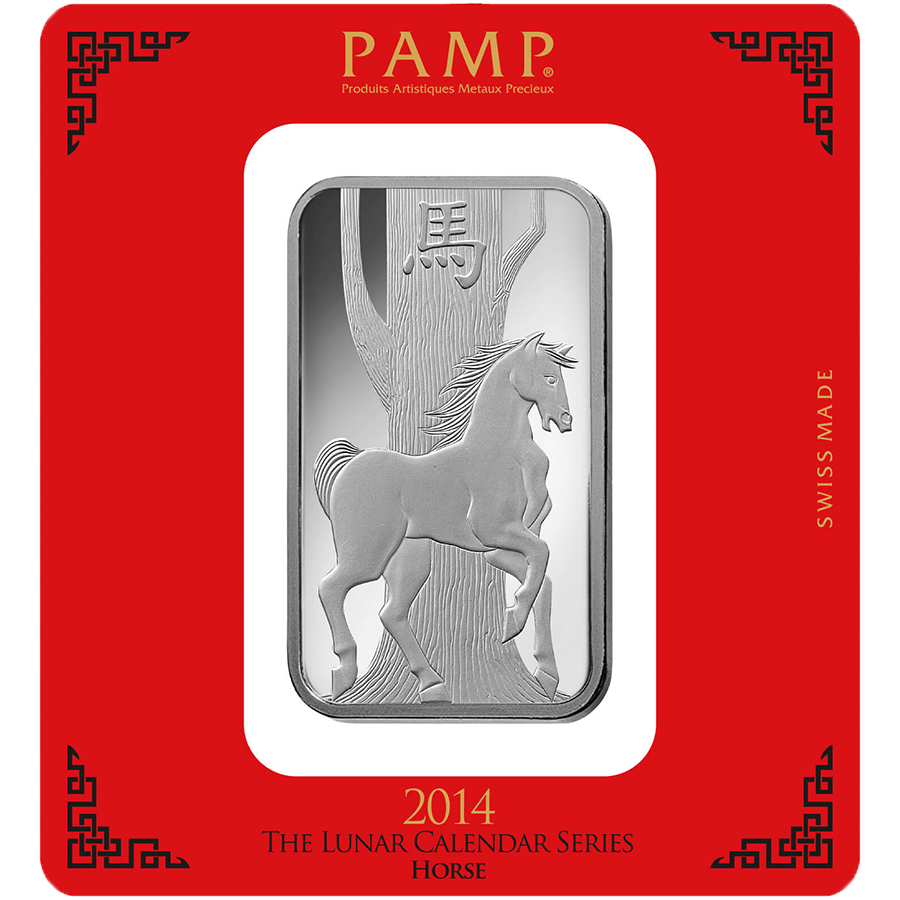 100 gram Silver Bar - PAMP Suisse Lunar Horse — photo 1