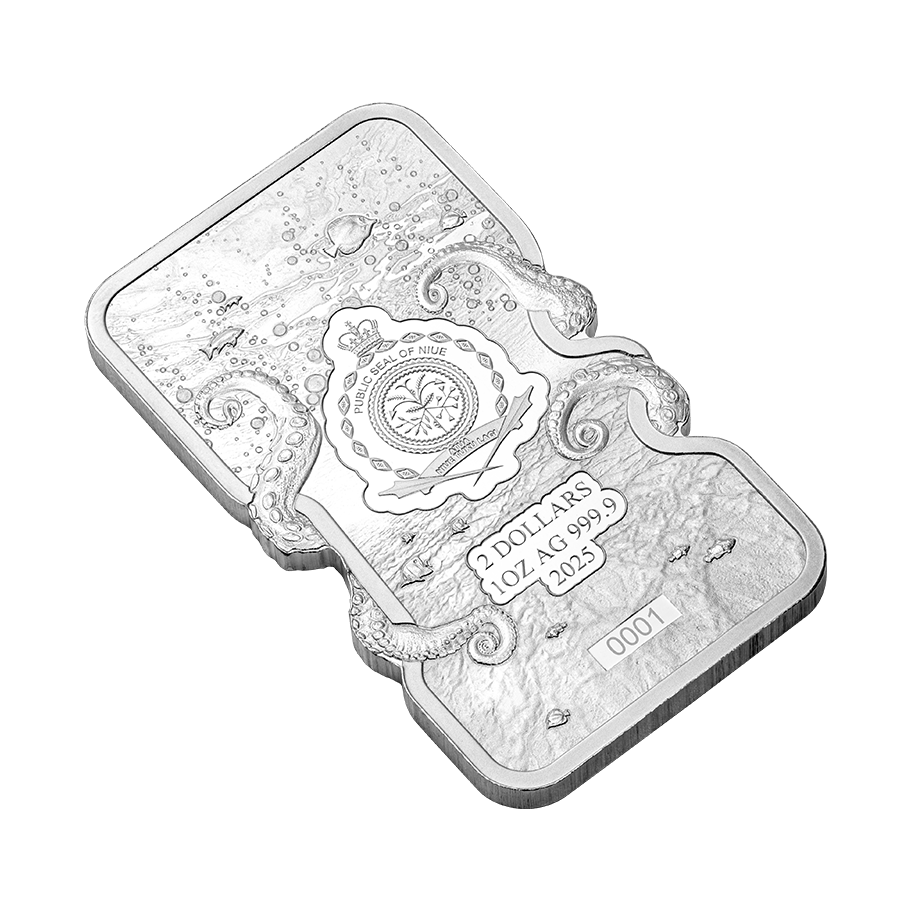 1 ounce Silver Bar - Nature's Grip Giant Octopus thumbnail 6