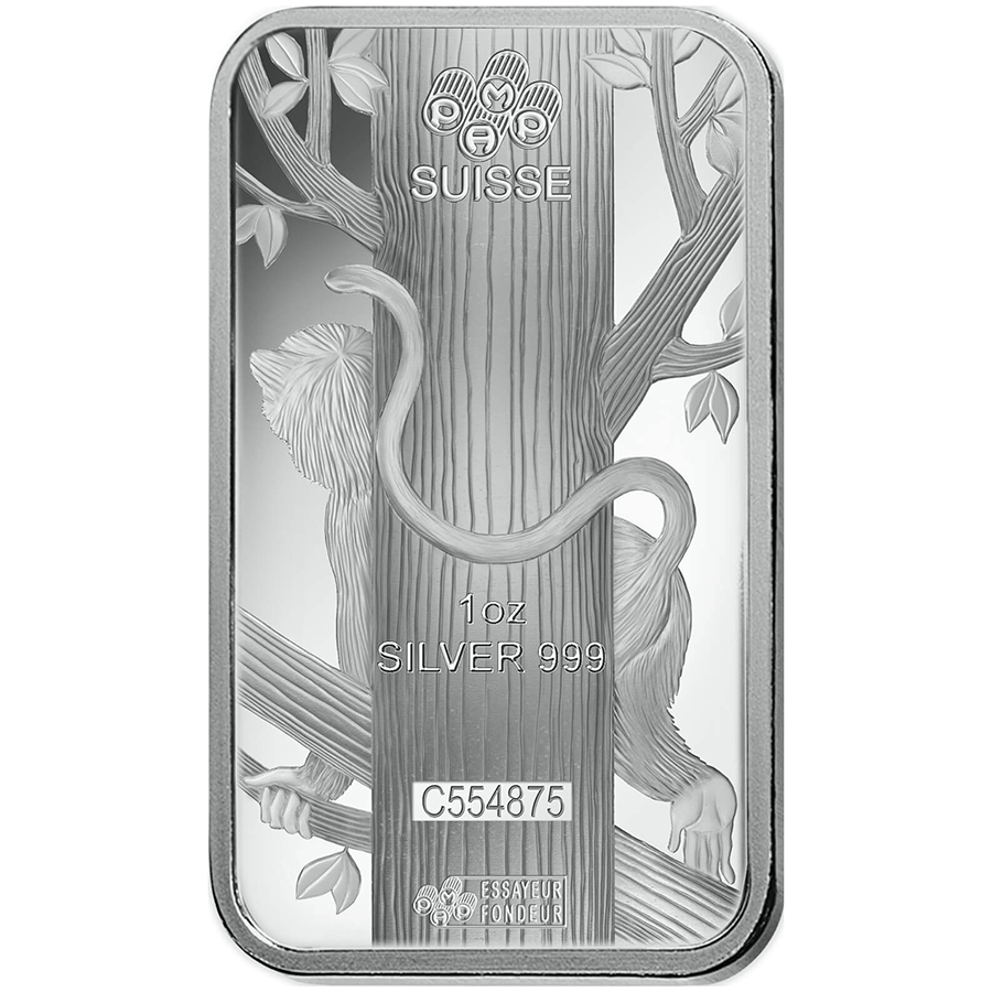 1 ounce Silver Bar- PAMP Suisse Lunar Monkey thumbnail 4