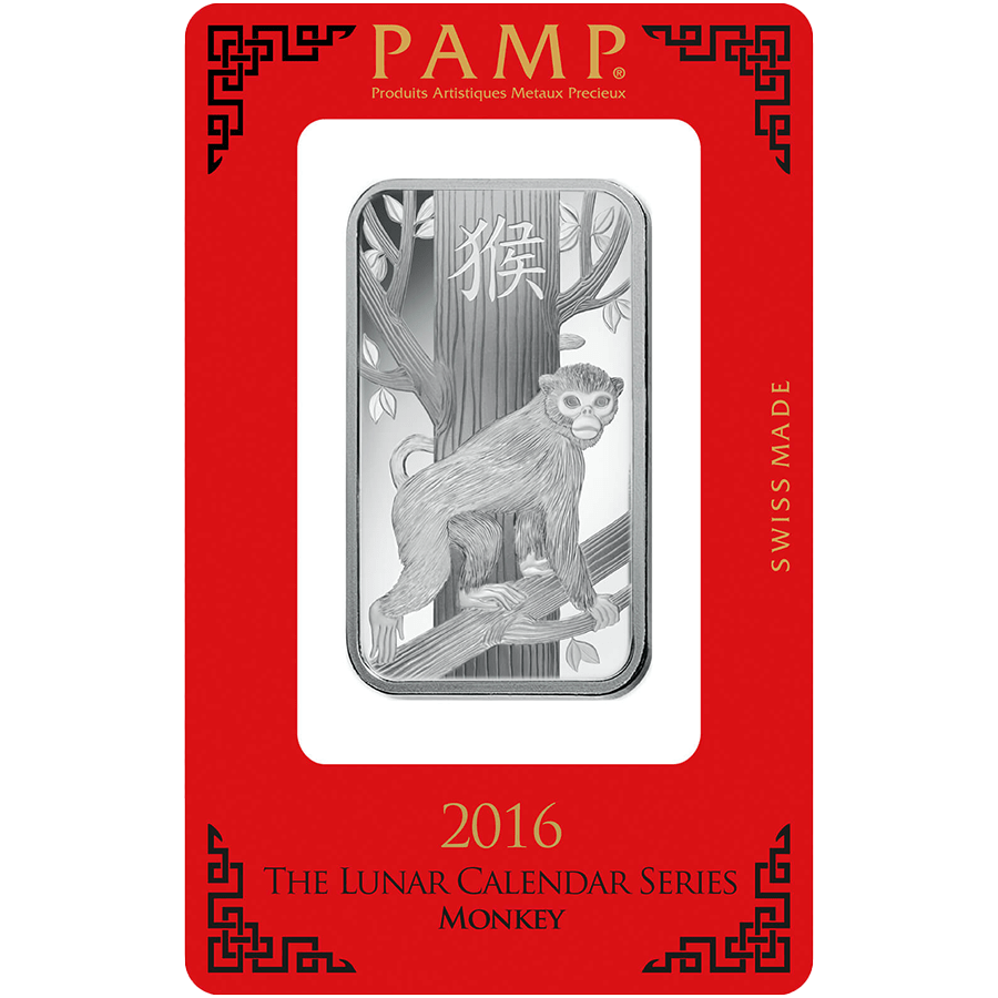 1 ounce Silver Bar- PAMP Suisse Lunar Monkey — photo 1