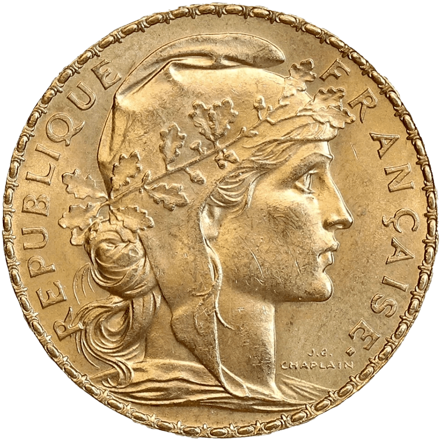 1911 Napoleon Gold Coin - 20 French Francs (Coq de Chaplain)  — photo 1