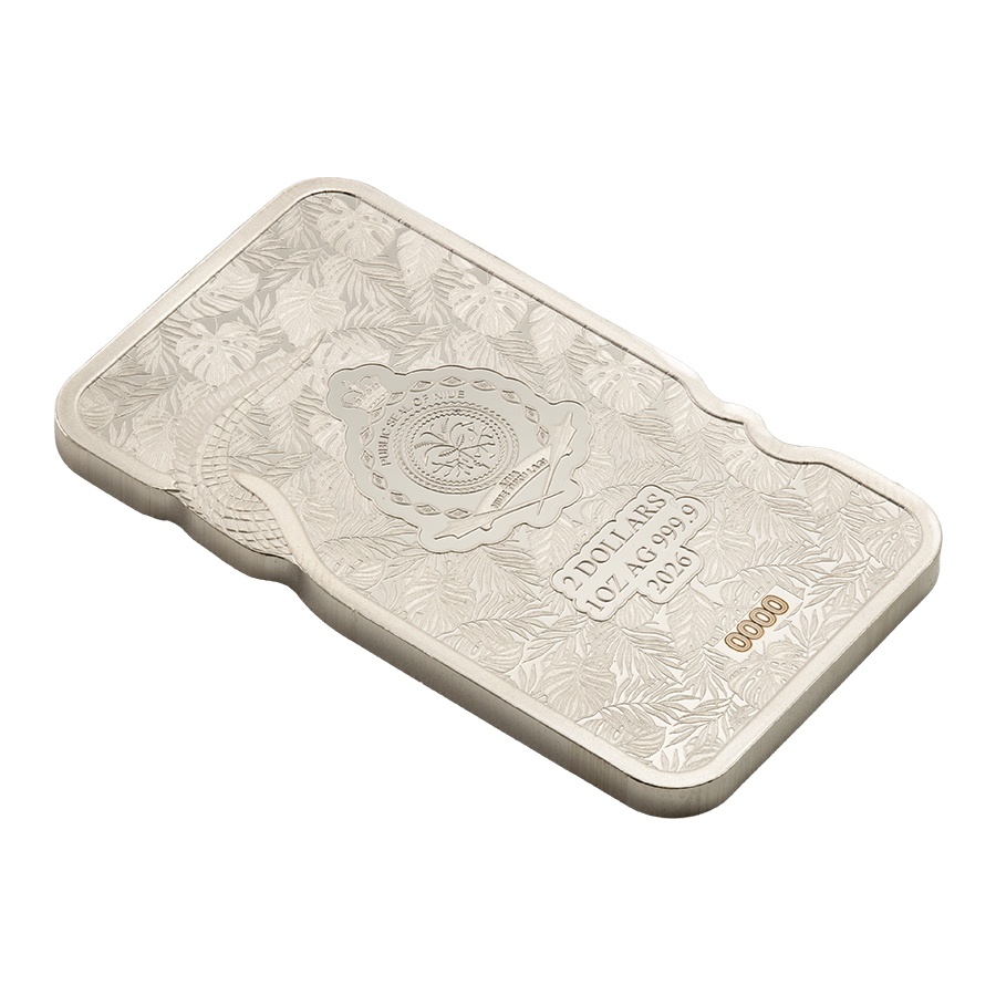 1 ounce Silver Bar - Nature's Grip - Nile Crocodile thumbnail 6