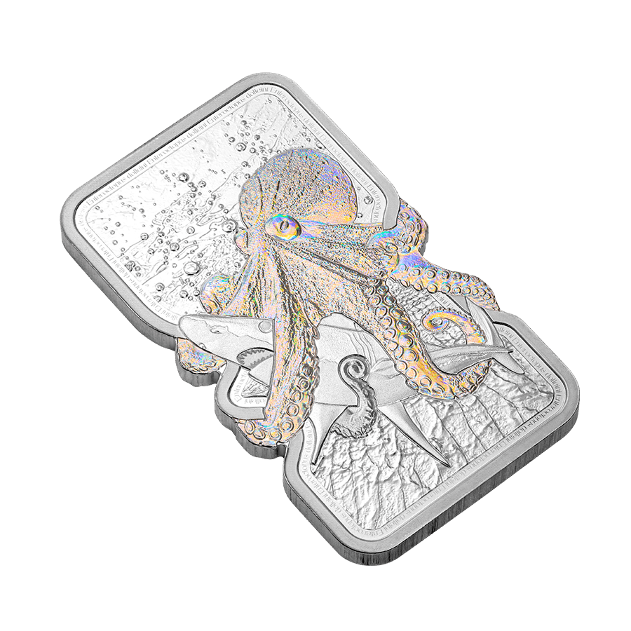 1 ounce Silver Bar - Nature's Grip Giant Octopus thumbnail 5