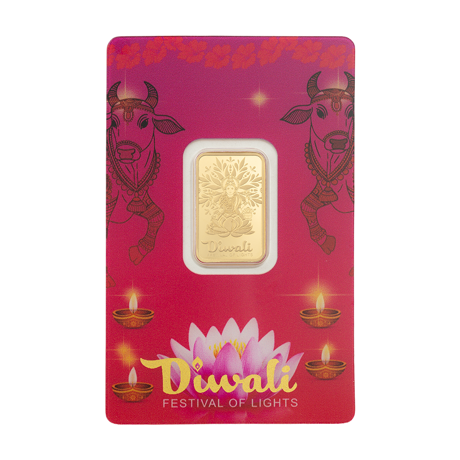 5 gram Gold Bar - Diwali Lakshmi Sacred Cow — photo 1