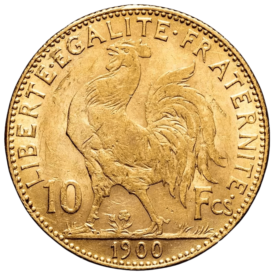 10 French Francs Gold Coin - 1899-1914  Rooster thumbnail 2
