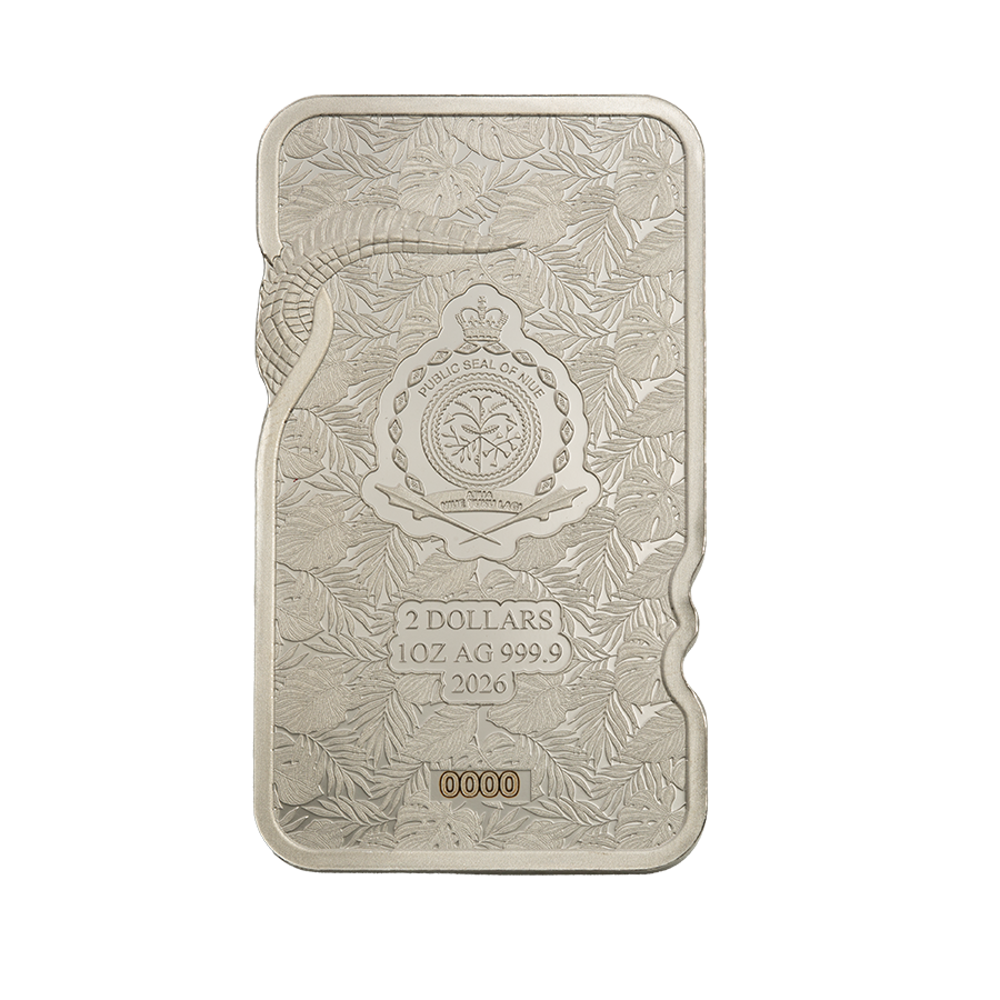 1 ounce Silver Bar - Nature's Grip - Nile Crocodile thumbnail 4