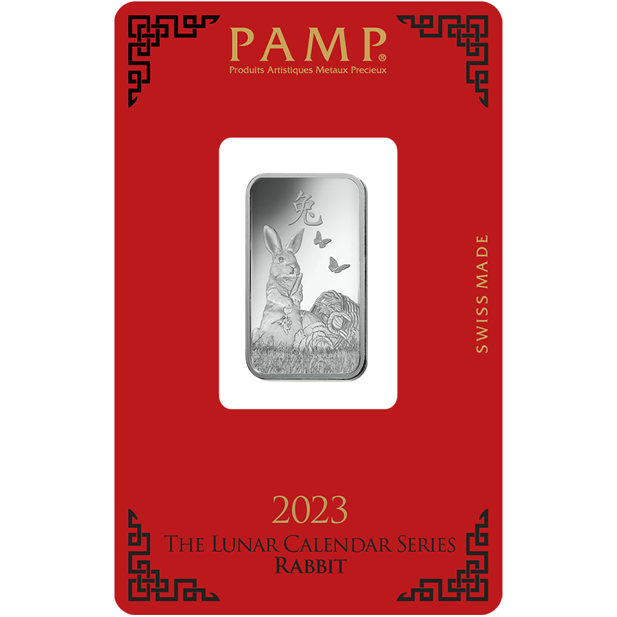 10 gram Silver Bar - PAMP Suisse Lunar Rabbit — photo 1