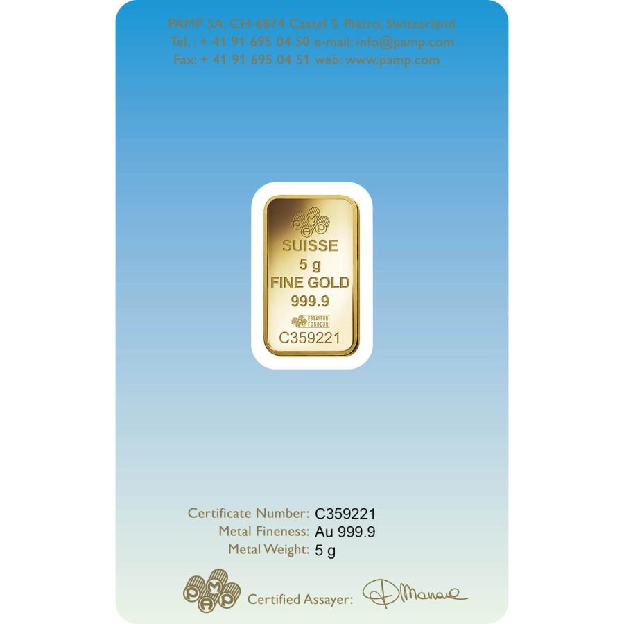 5 gram Gold Bar - PAMP Suisse Am Yisrael Chai  thumbnail 2