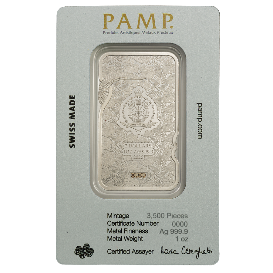 1 ounce Silver Bar - Nature's Grip - Nile Crocodile thumbnail 2