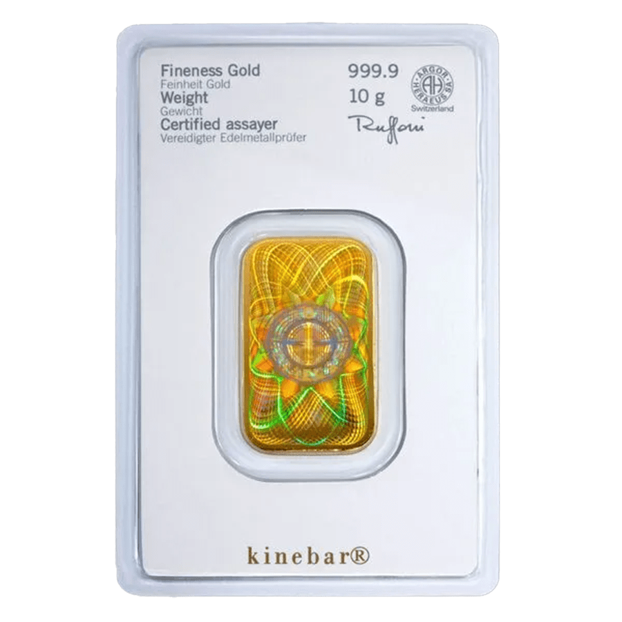 10 gram Gold Bar - Heraeus - Kinebar series — photo 1