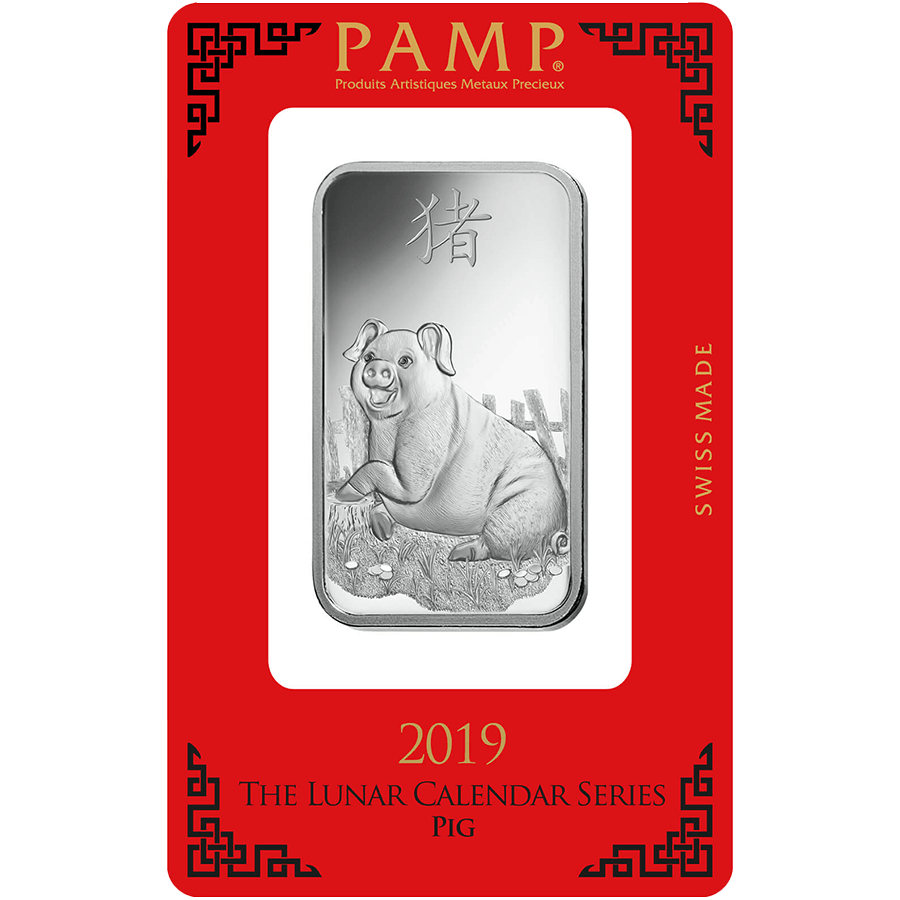 1 Unze Silver Bar - PAMP Suisse Lunar Pig — photo 1