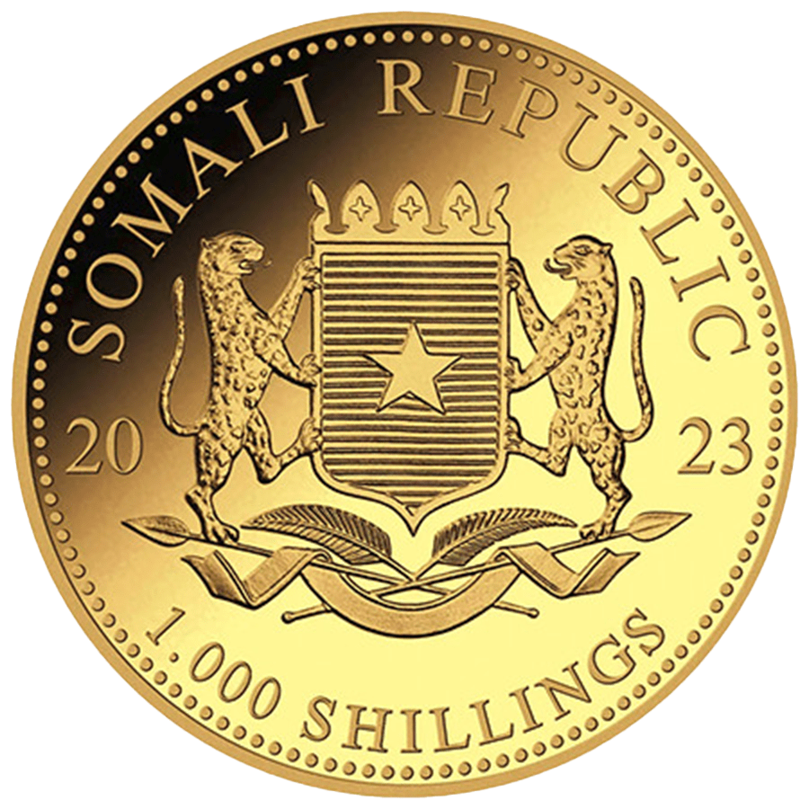 1 ounce Gold Coin - Somalia Elephant 2023 thumbnail 2