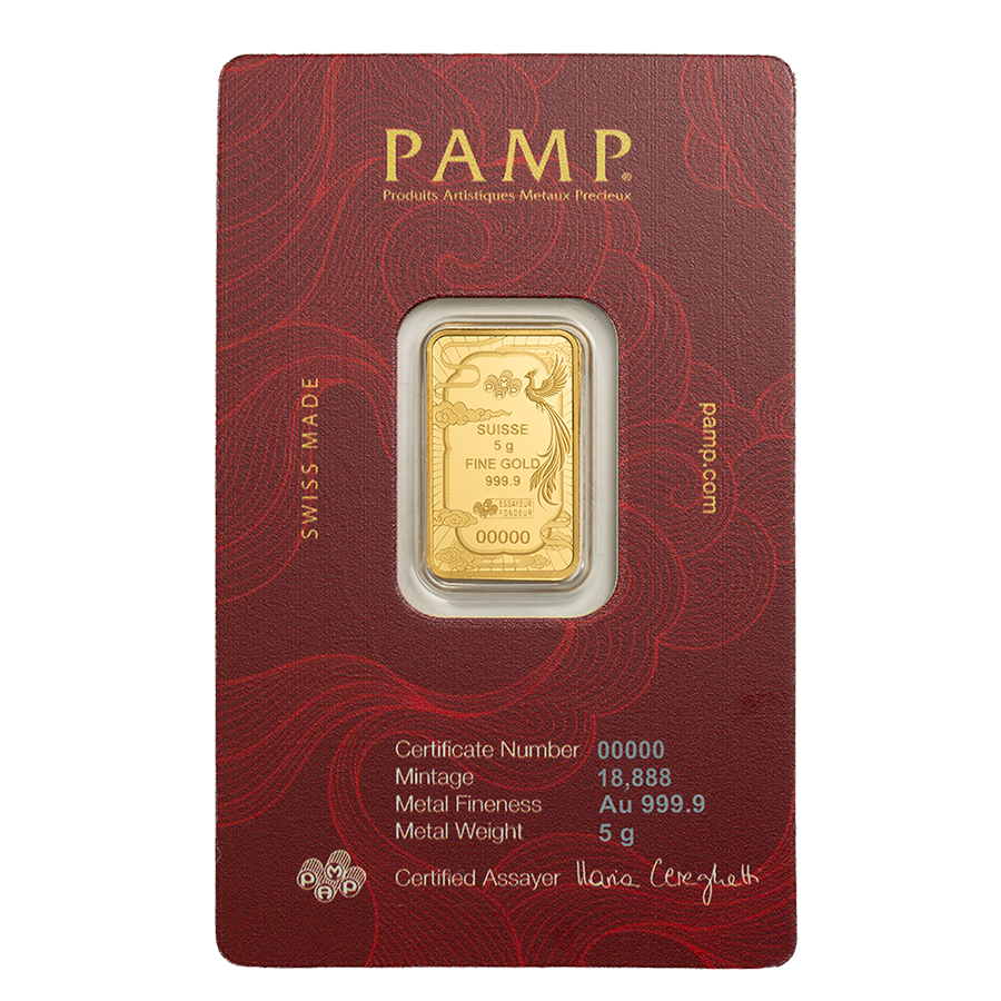 5 gram Gold Bar - Good Luck Phoenix thumbnail 2