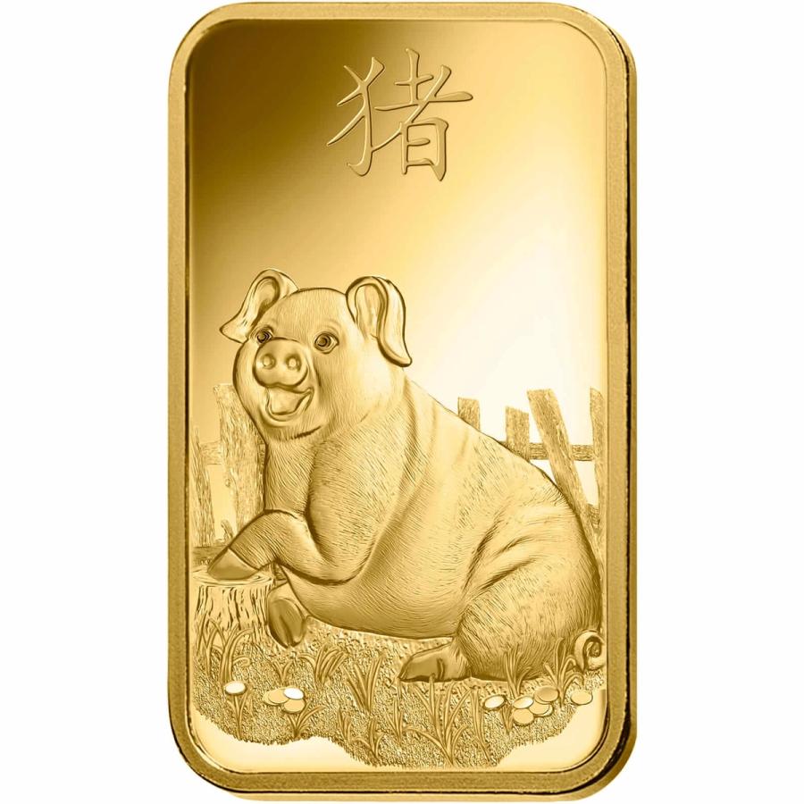 100 gram Gold Bar - PAMP Suisse Lunar Pig thumbnail 3