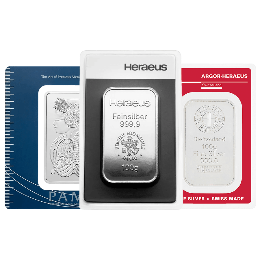 100 gram Silver Bar - Random Mint — photo 1