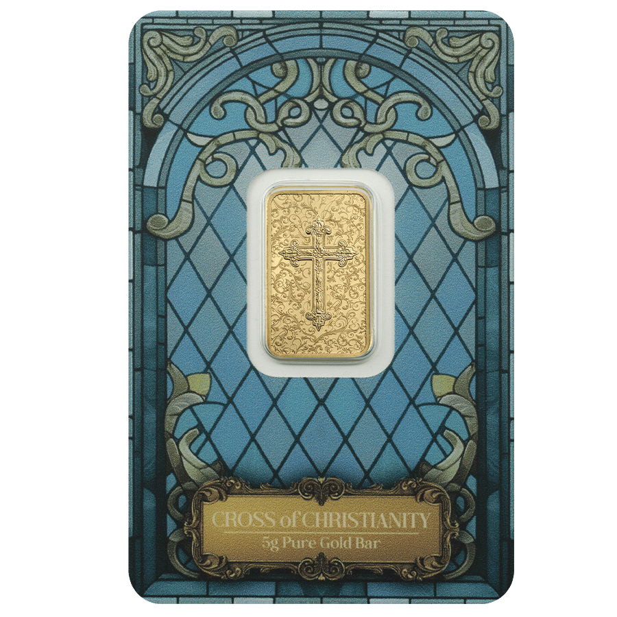 5 gram Gold Bar - Christian Cross — photo 1