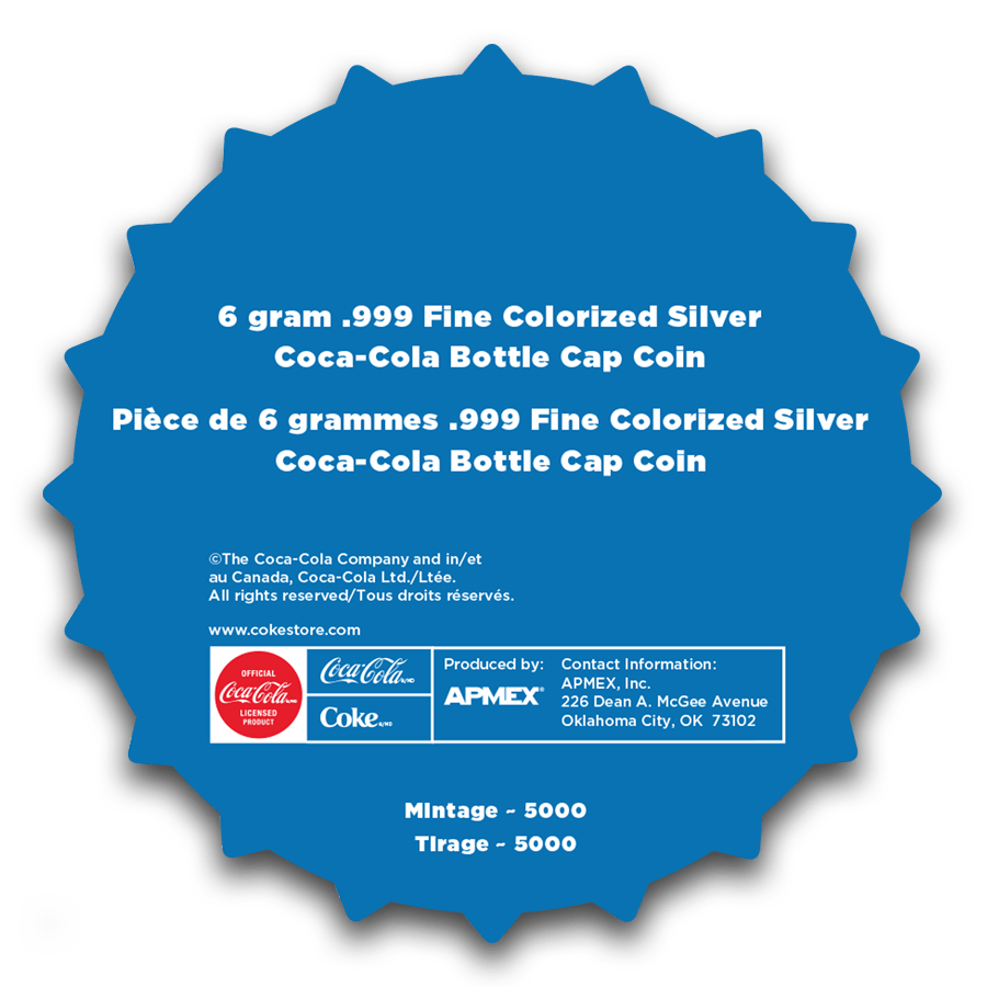 6 gram Silver Bottle Cap - 3D Coca-Cola® Polar Bear thumbnail 4