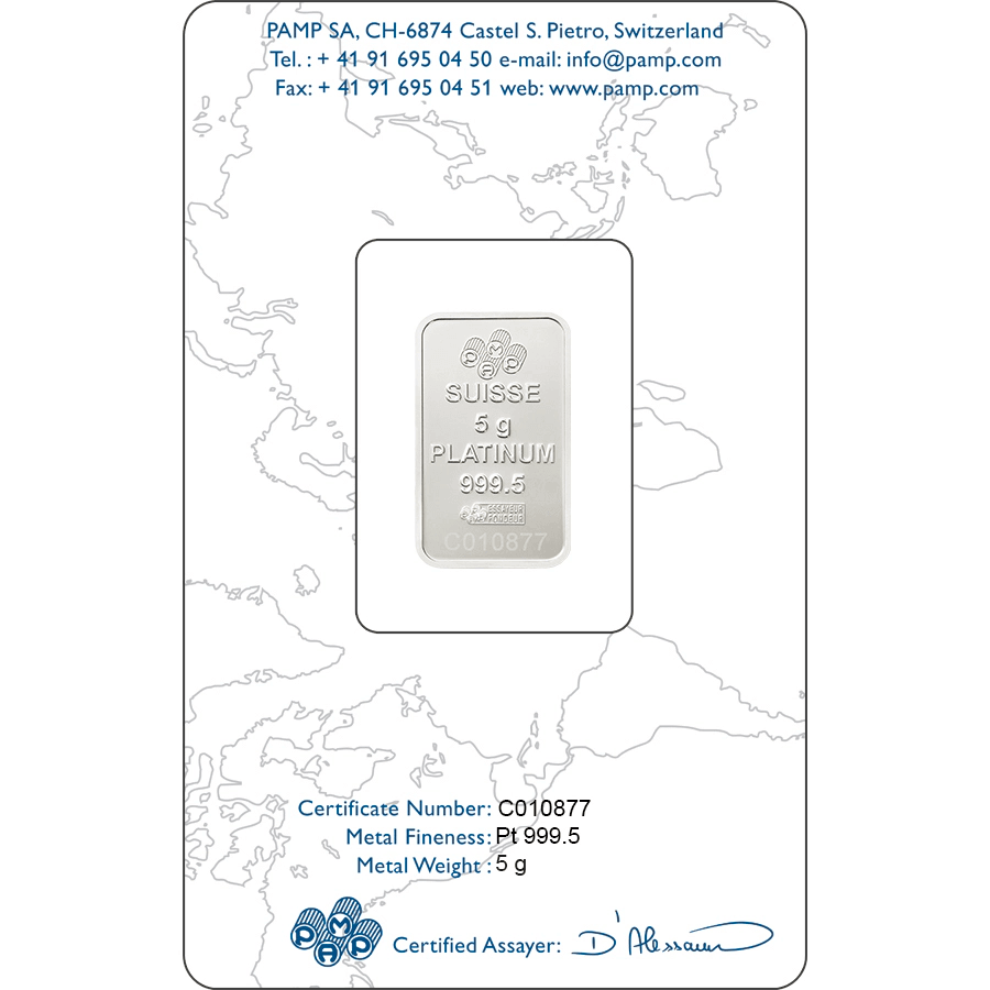 5 gram Platinum Bar - PAMP Suisse Lady Fortuna thumbnail 2