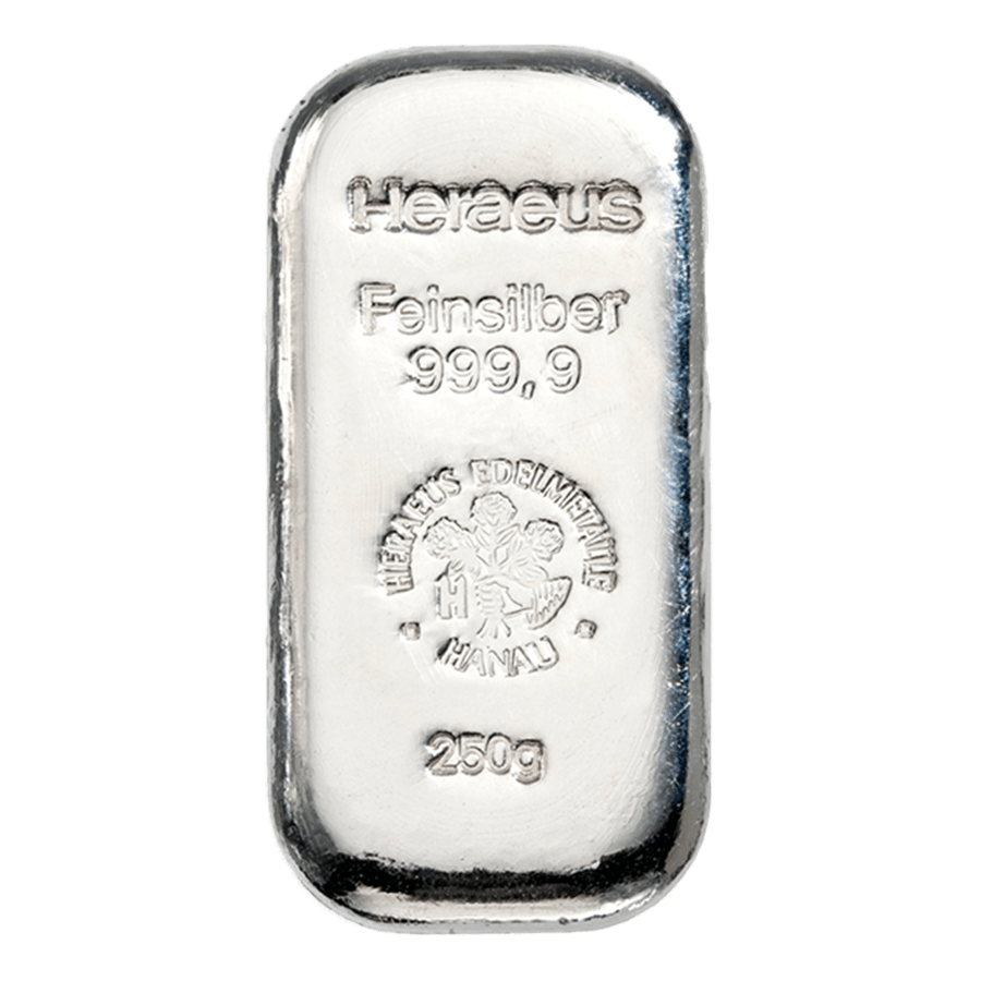 250 gram Silver Bar - Heraeus — photo 1