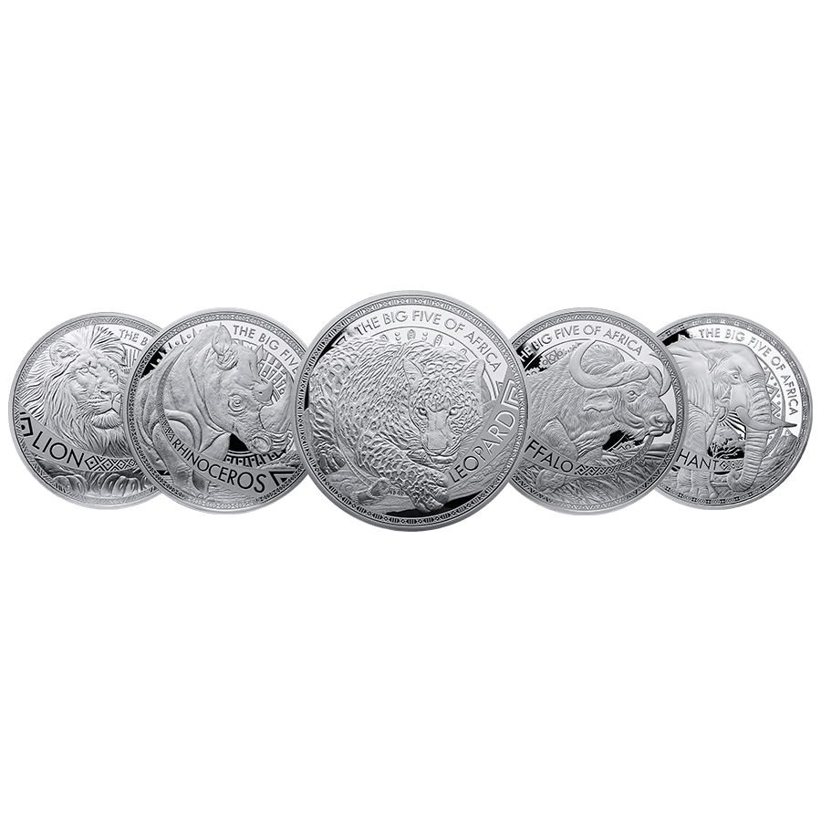 5x1 ounce Silver Coin Set - Big Five of Africa 2025 Proof Like — photo 1