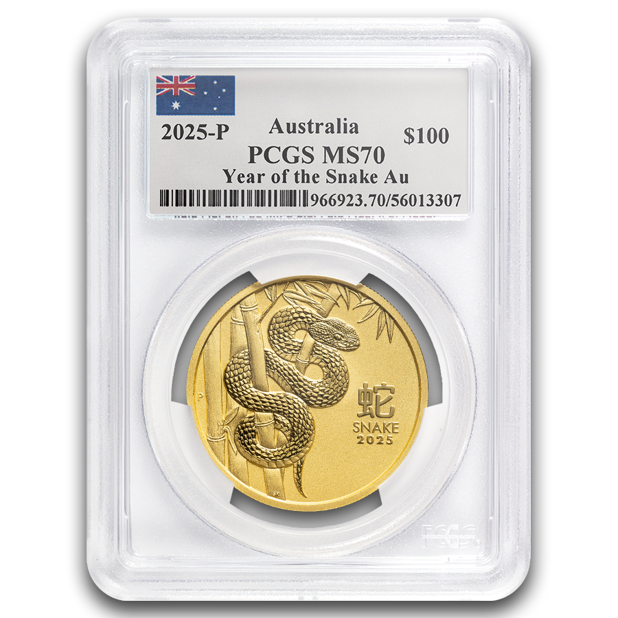 1 ounce Gold Coin - MS-70 PCGS - Australia Lunar Snake 2025  — photo 1