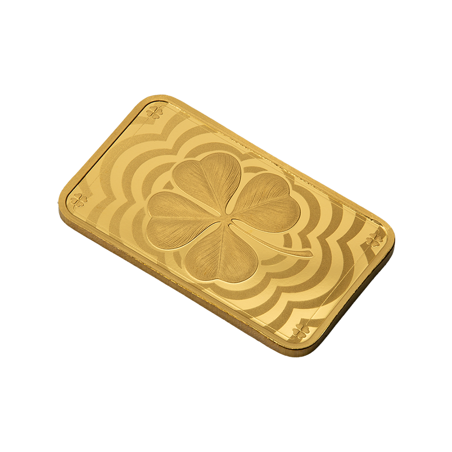 5 gram Gold Bar - Lucky Charm Four-Leaf Clover  thumbnail 5
