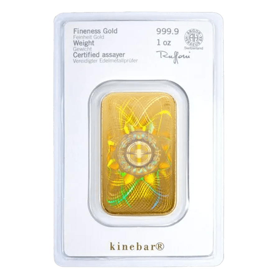1 ounce Gold Bar - Heraeus - Kinebar series