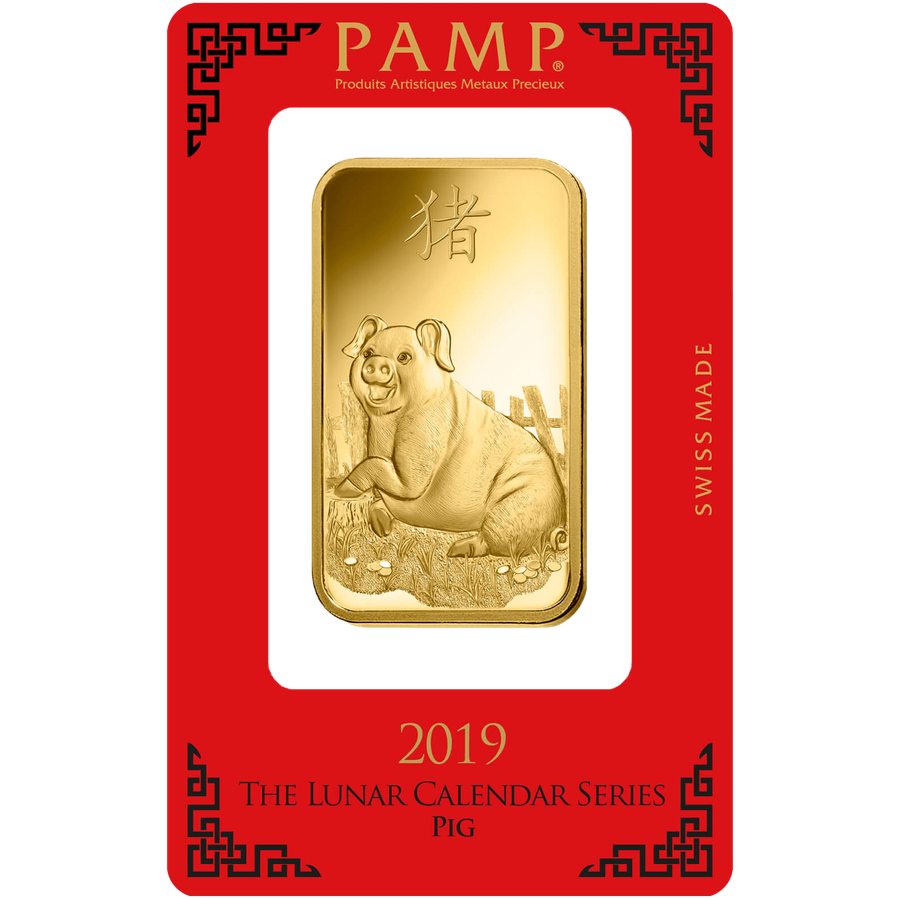 100 gram Gold Bar - PAMP Suisse Lunar Pig — photo 1