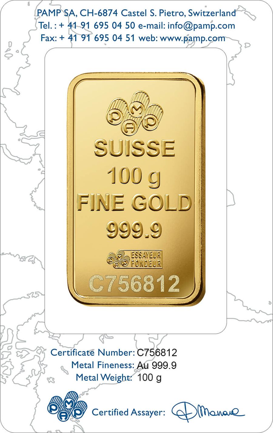100 gram Gold Bar - PAMP Suisse Liberty thumbnail 2