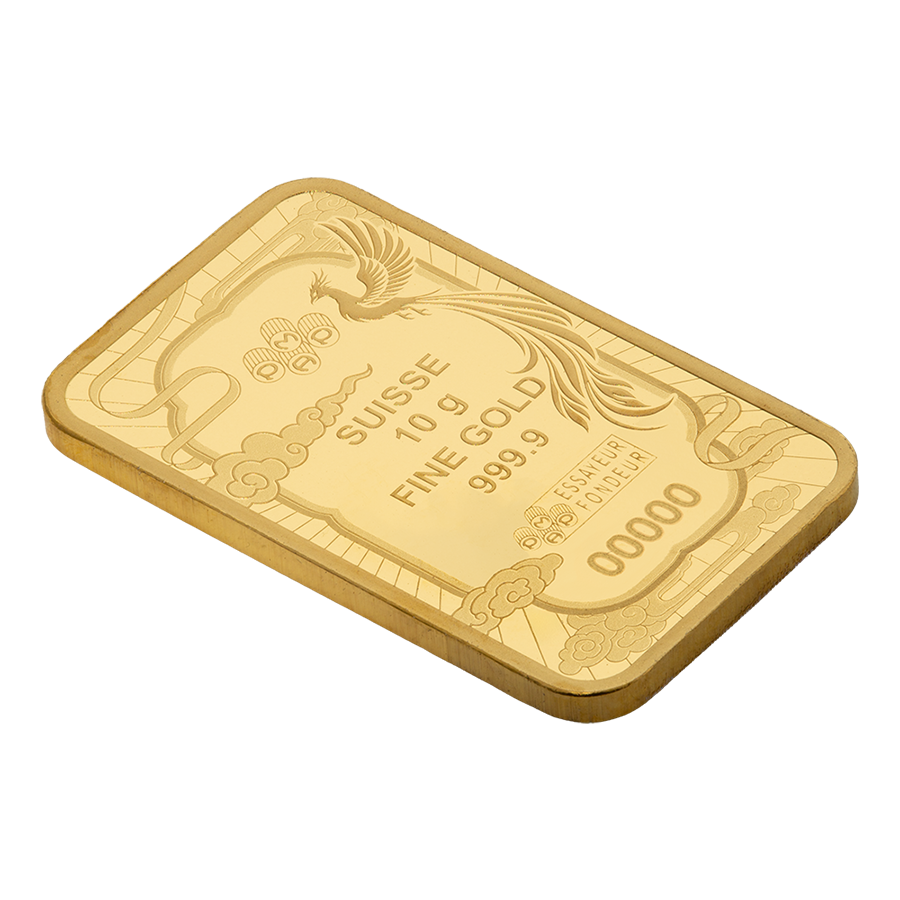 10 gram Gold Bar - Good Luck Phoenix colorized  thumbnail 6