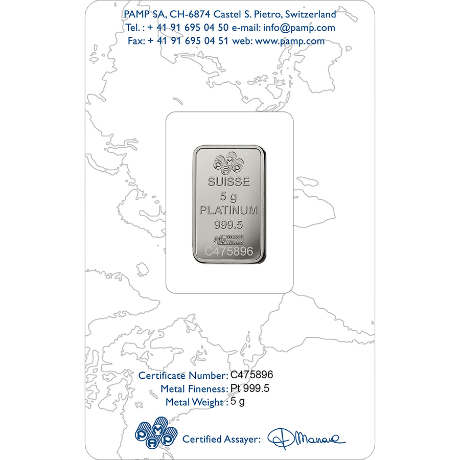 5 gram Platinum Bar - PAMP Suisse Liberty thumbnail 2