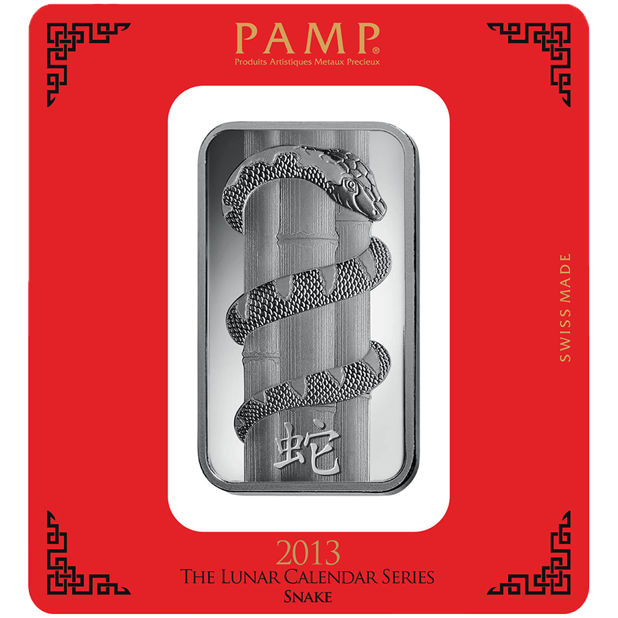 100 gram Silver Bar - PAMP Suisse Lunar Snake — photo 1