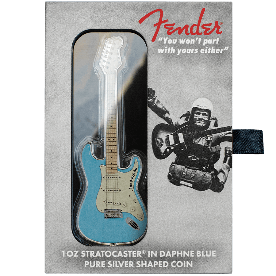 1 ounce Stratocaster® Silver Coin in Daphne Blue - Fender® thumbnail 4