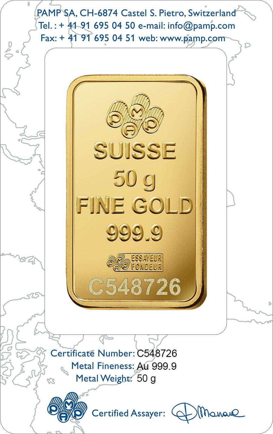 50 gram Gold Bar - PAMP Suisse Rosa thumbnail 2