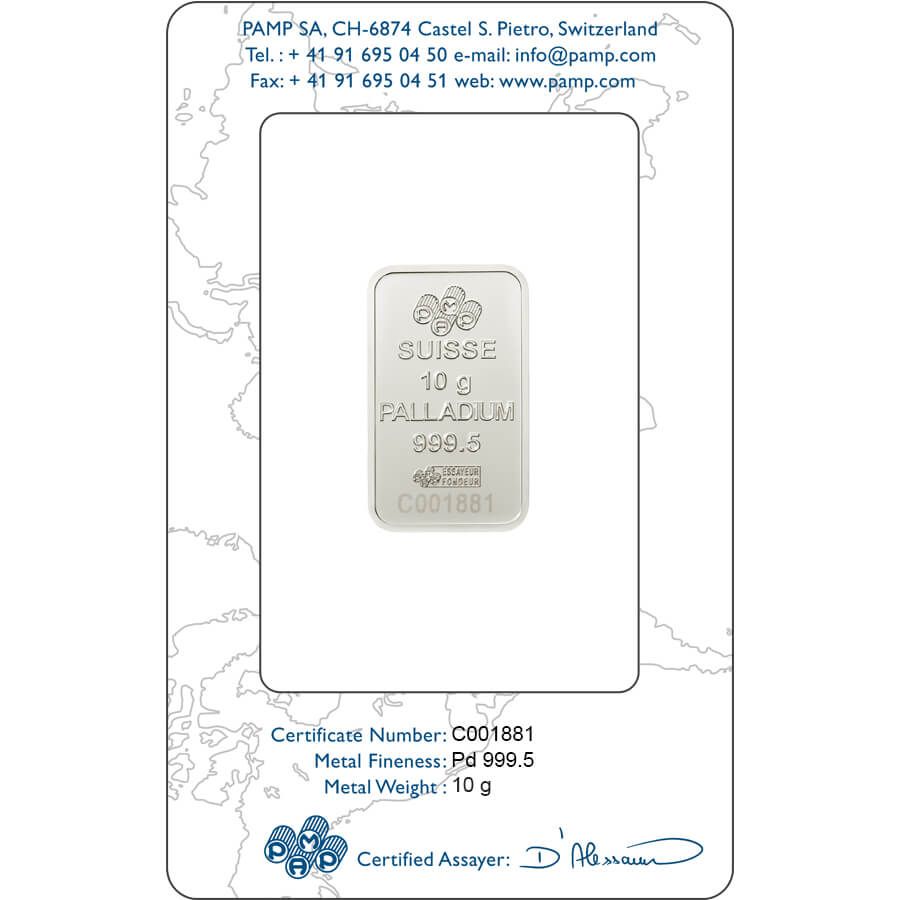 10 gram Palladium Bar - PAMP Suisse Lady Fortuna thumbnail 2
