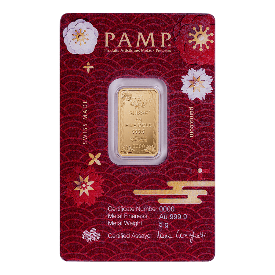 5 gram Gold Bar - PAMP Suisse Good Luck - Koi Fish thumbnail 2