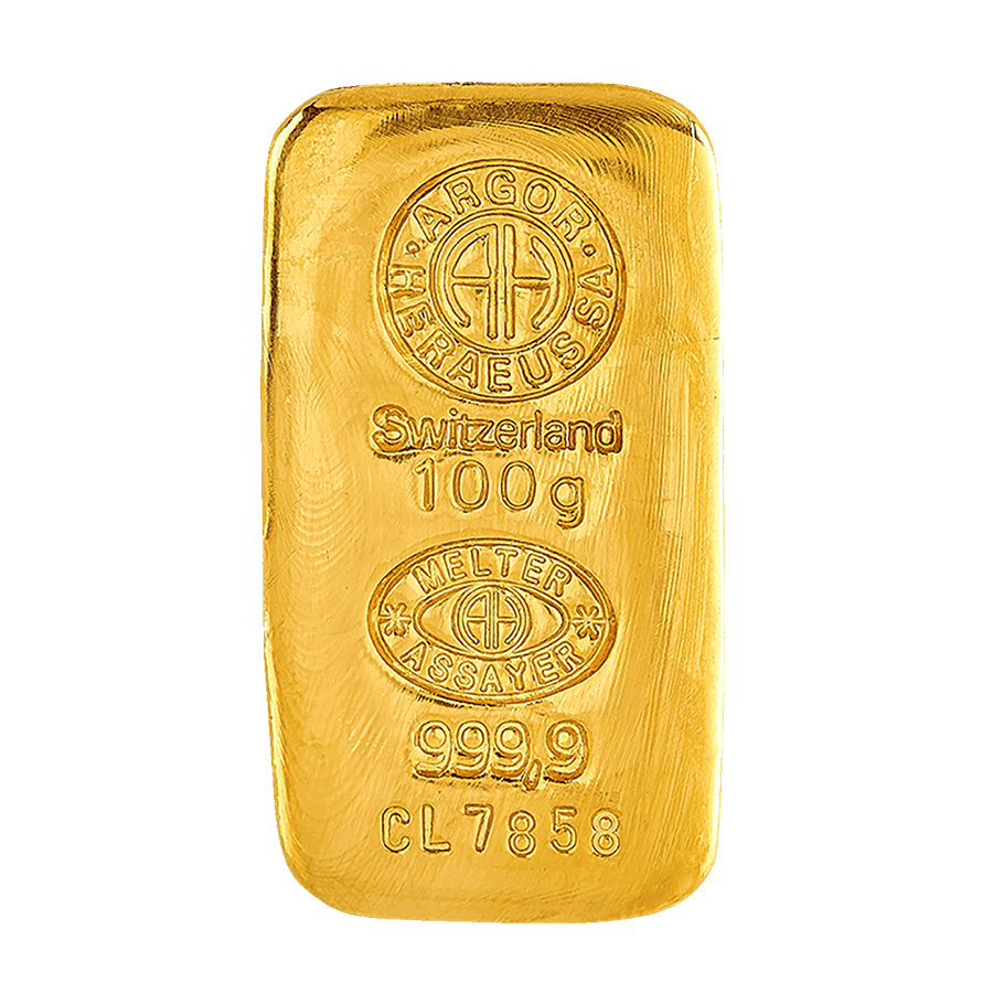 100 gram Gold Cast Bar - Argor-Heraeus — photo 1
