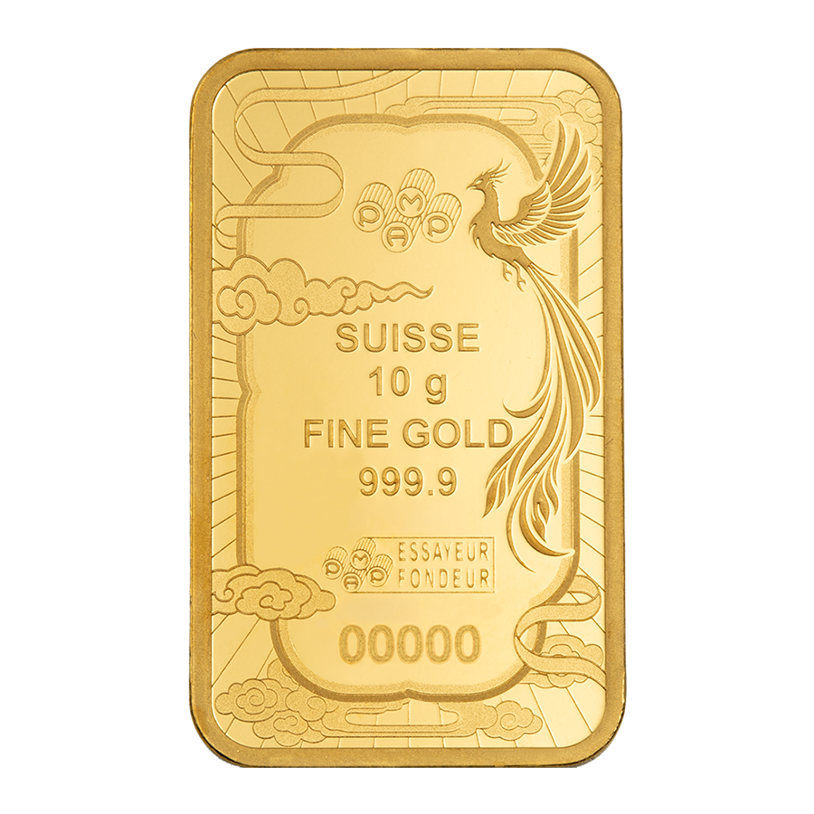 10 gram Gold Bar - Good Luck Phoenix colorized  thumbnail 4