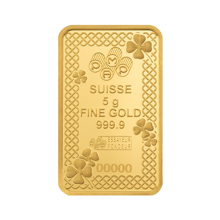 5 gram Gold Bar - Lucky Charm Four-Leaf Clover  thumbnail 4