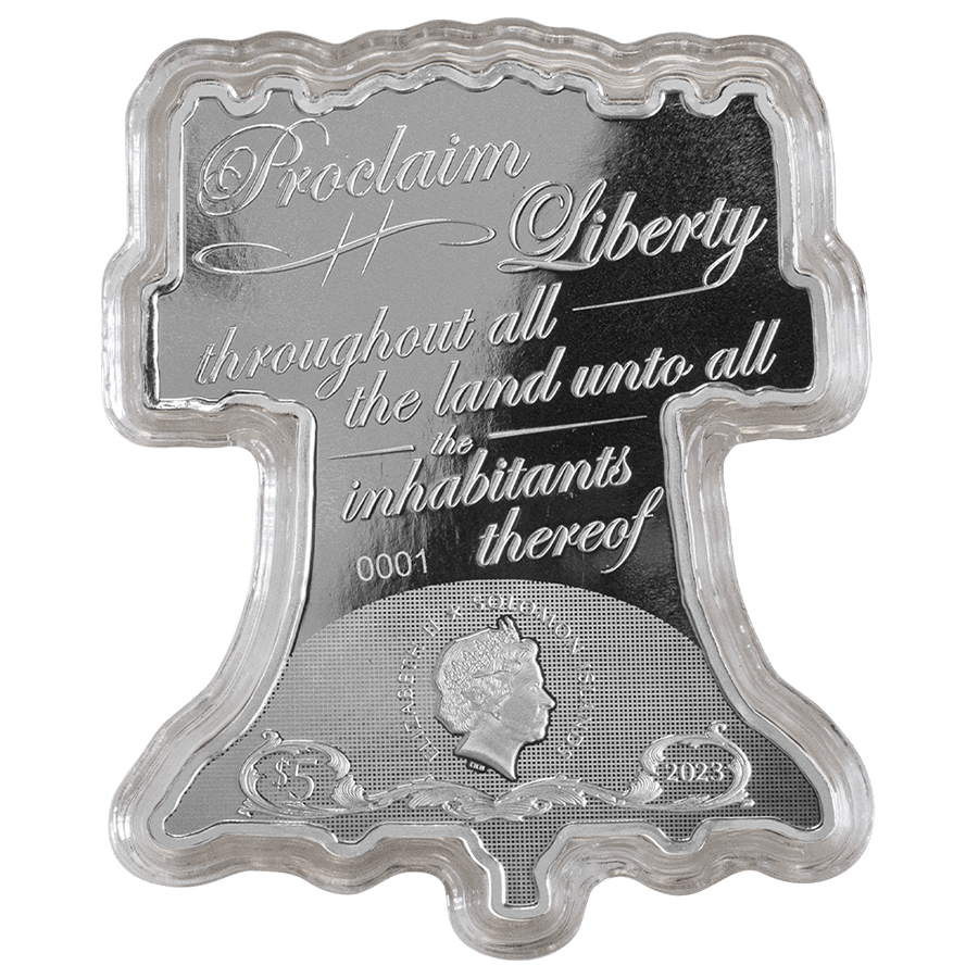 2 ounce Silver Colored Shaped Coin - America the Free - Liberty Bell thumbnail 2